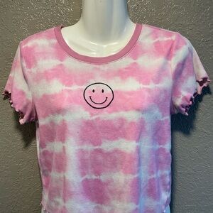 Arizona Jean Company Pink and White Tie-Dye Top
